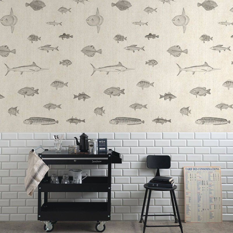 FLAX WALLPAPER | Fish Picture Book | FWP-ENC-02